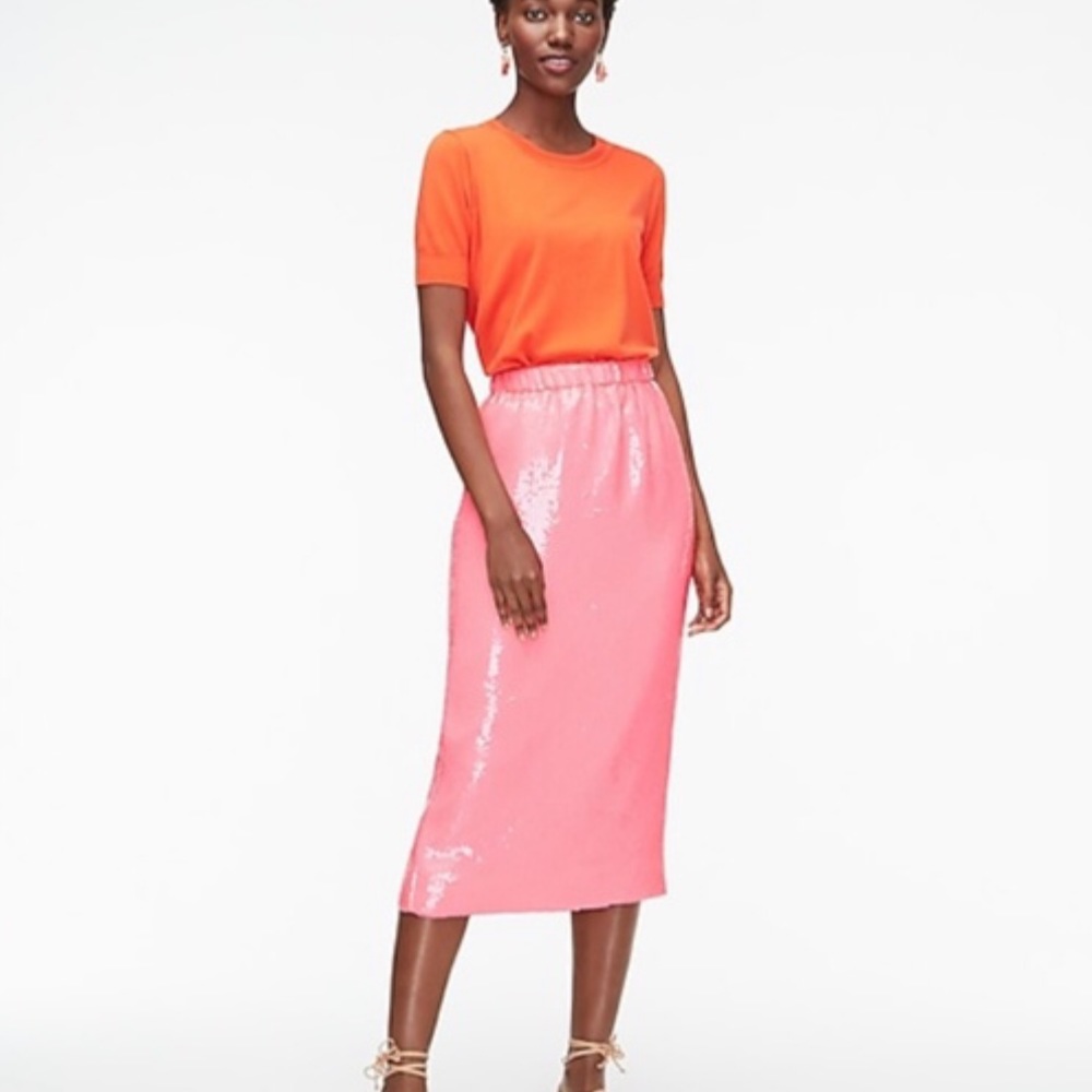 J. Crew Collection Pink Pull-on Sequin Skirt NEW